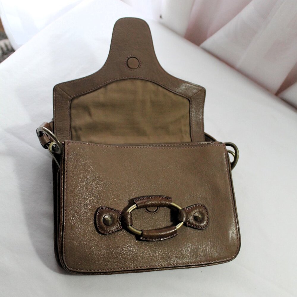 Ellen Tracy Brown Goat Leather Handbag / Shoulder Bag - Picture 6 of 8